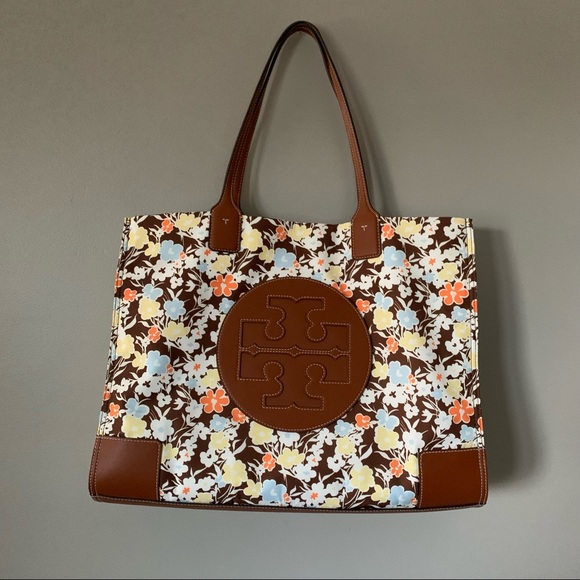 Tory Burch Bags Tory Burch Floral Tote Purse Bag Carry All Leather